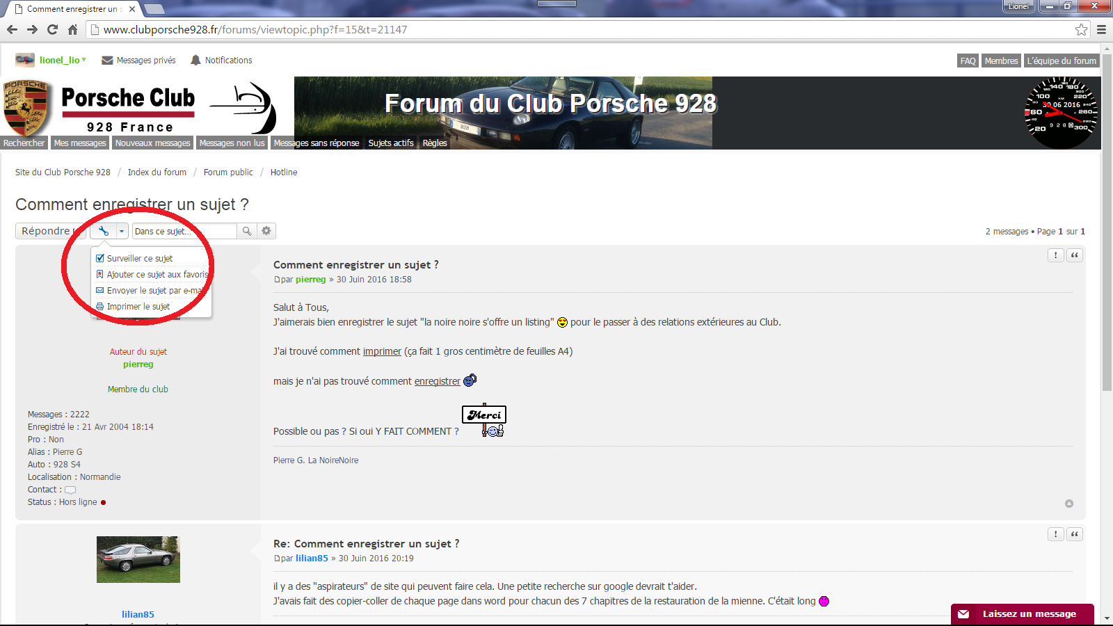Forum du club porsche 928 . comment enregistrer un sujet.png