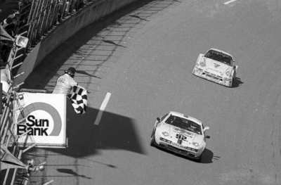 Flashback to 1984 - The checkered flag drops on the #92 Porsche 928S driven by Richard Attwood, Vic Elford, Howard Meister and Bob Hagestad as it finished 15th overall in the 24 hours of Daytona. .png